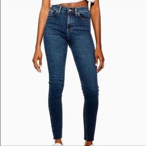 Topshop Petite Jamie Jeans Dark Blue w/ Raw Hem